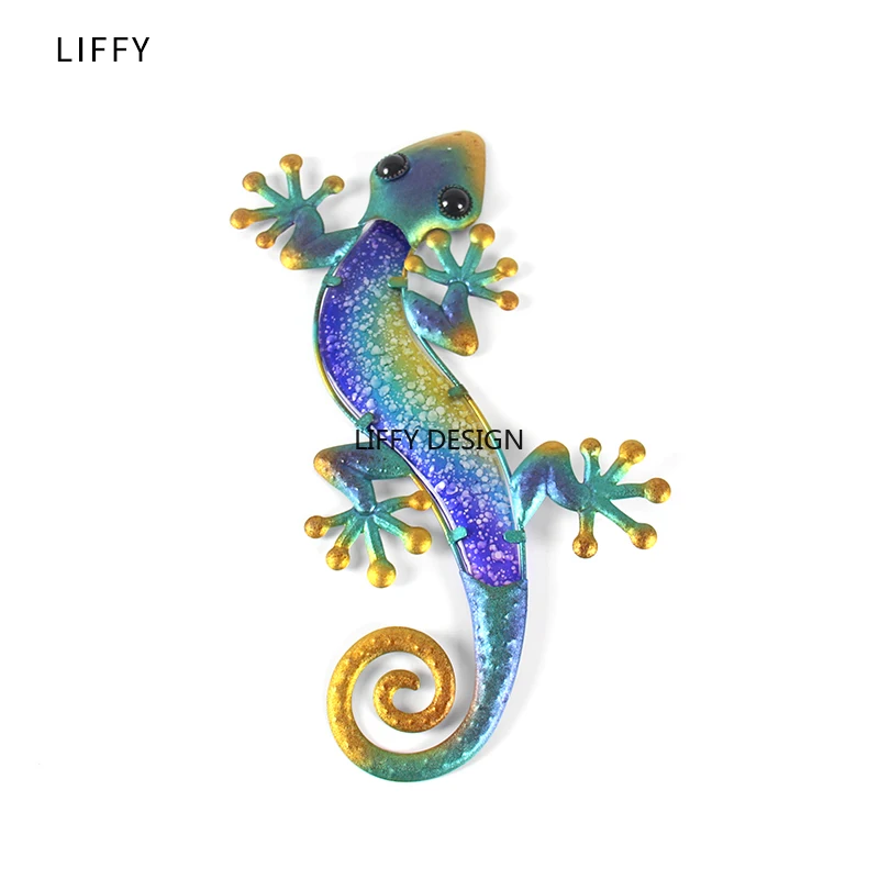 Liffy Metal Glass Gecko Wall Decor for Home Garden Decoration and Miniatures Garden Statues Outdoor Fairy Garden Ornaments Liffy Metal Glass Gecko Wall Decor for Home Garden Decoration and Miniatures Garden Statues Outdoor Fairy Garden Ornaments