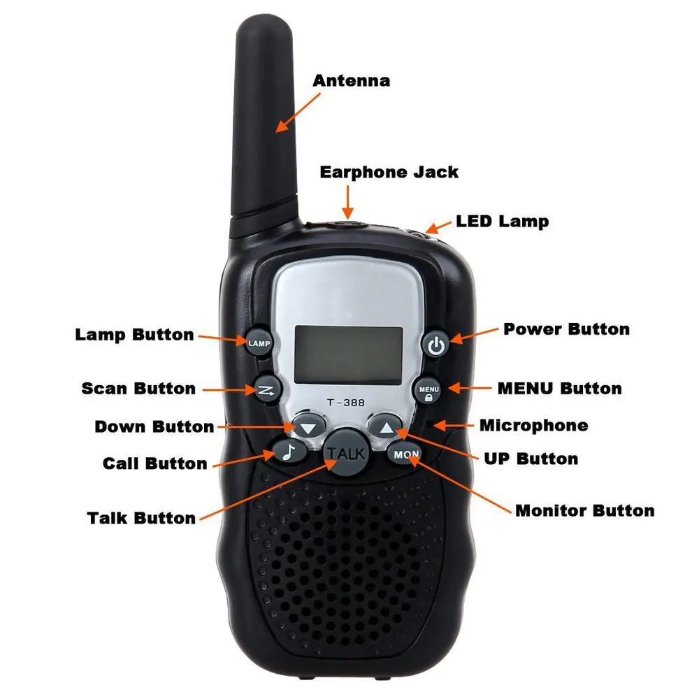 1 шт. T-388 Walkie Talkie Игрушки для детей 0,5 Вт 22CH ЖК-дисплей Дисплей двухстороннее дети Радио Интерком для детей со дня рождения Рождественский