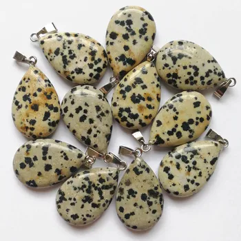 

wholesale 12PCS natural spots stone pendants water drop pendant Charms fit Necklaces jewelry making