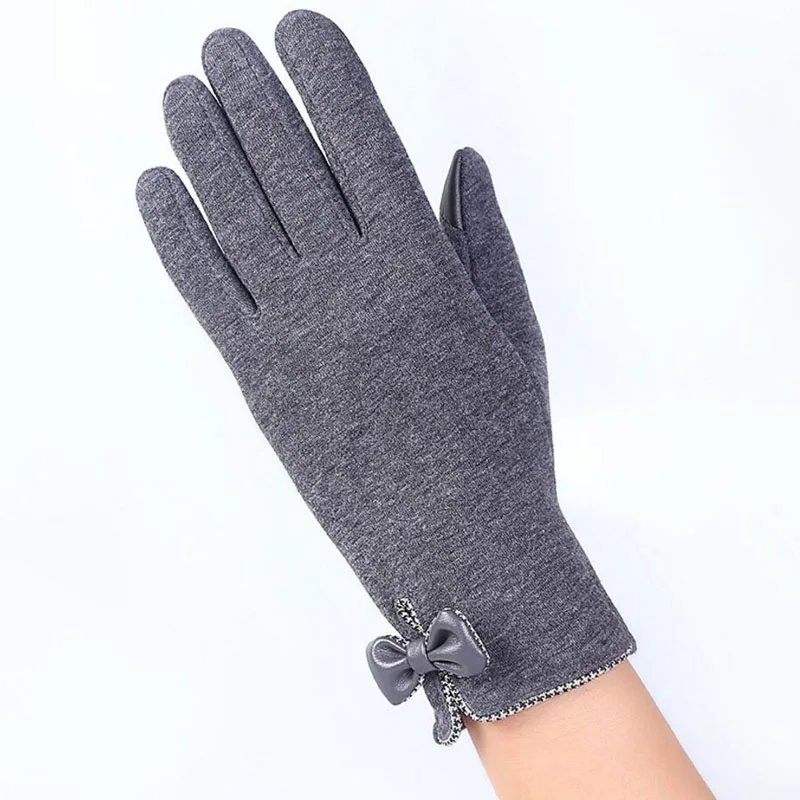 

YRRETY Elegant Womens Gloves Screen Winter Warm Bow Soft Wrist Gloves Mittens Cashmere Full Finger Guantes Mujer 2019 Fashion