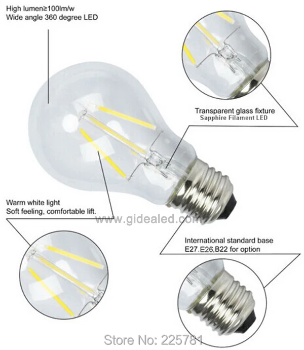 lâmpada 8 W Edison Estilo Bulbo de