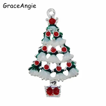 

10pcs Fashion Baby Gifts Beautiful Silvery Alloy Christmas Tree Enamel Earrings Jewelry Charm Necklace Pendant 36x20mm Free Ship