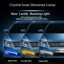 Новейшие дневные ходовые огни 2 шт. светодиодный дизайн с кристаллами высокой яркости 37-49 см Гибкие водонепроницаемые полосы Автомобильные противотуманные фары