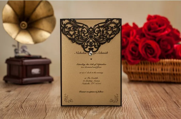 black wedding card
