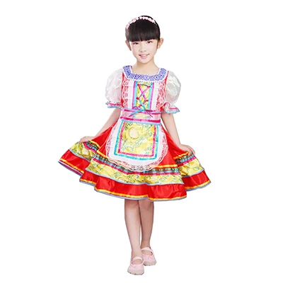 SONGYUEXIA/русский Национальный костюм для детей, китайское народное танцевальное платье для девочек, современное танцевальное платье принцессы - Цвет: Красный
