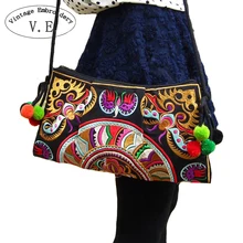 National Trend Embroidered Bags Double Face Embroidery Bag Unique Shoulder Messenger Bag Women's Day Clutch Small Handbag girls fashion national trend embroidery shoulder hand bags women single faced flower embroidered one shoulder bag large handbag