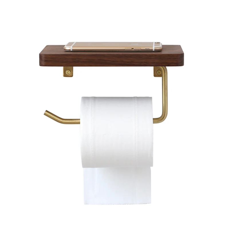 Creative toilet paper rack walnut toilet roll paper rack toilet rack brass towel rack