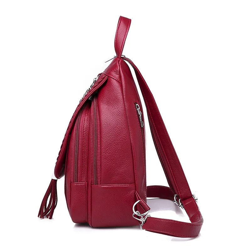 Red NIGEDU Chain Tassel Women Backpack Purse Small Soft PU Leather Female Travel Backpacks Shoulder Bag Chest Bags Red NIGEDU Chain Tassel Women Backpack Purse Small Soft PU Leather Female Travel Backpacks Shoulder Bag Chest Bags