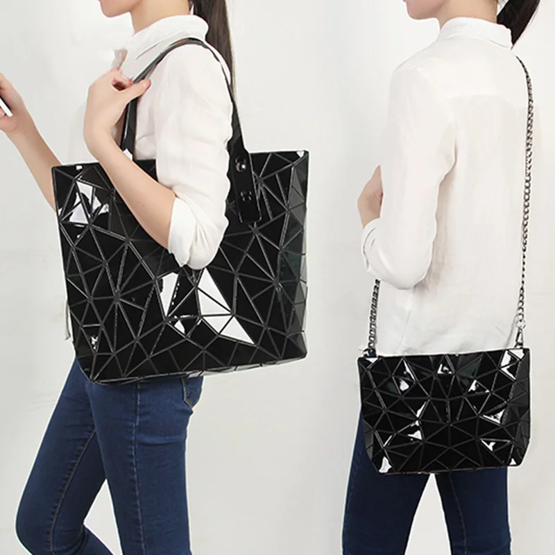 المرأة حقيبة يد الهندسة الترتر سهل للطي حقائب الماركات الشهيرة سلسلة رسول حقيبة crossbody