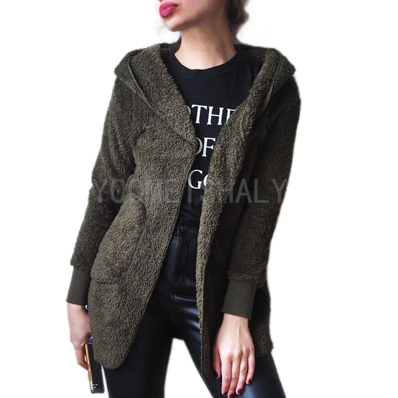 astounding  New Fashion Spring Faux Fur Warm winter coats on both sides Jacket Women Open Stitch Hooded Coat Fe