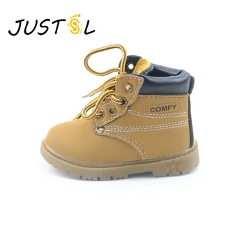 

JUSTSL Autumn winter children's safty quality casual warm cotton shoes for boys girls solid Martin boots kids snow boots