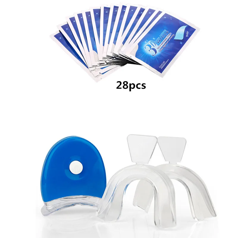 

Dental Teeth Whiting Kit 3D White Gel Teeth Whitening Strips+Tooth Whiten LED Light +Thermoform Single Arch Trays