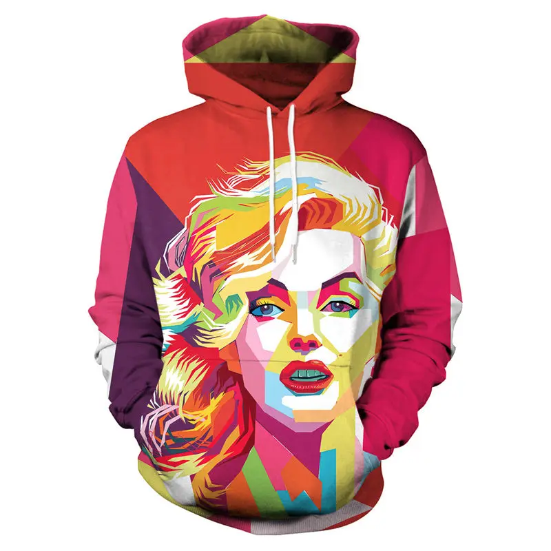 

Novelty 3D Marilyn Monroe Hoodie Sweatshirt Men Women Long-Sleeve Fall Winter Hoodies Jacket Unisex 3D Printed Pocket Pullovers
