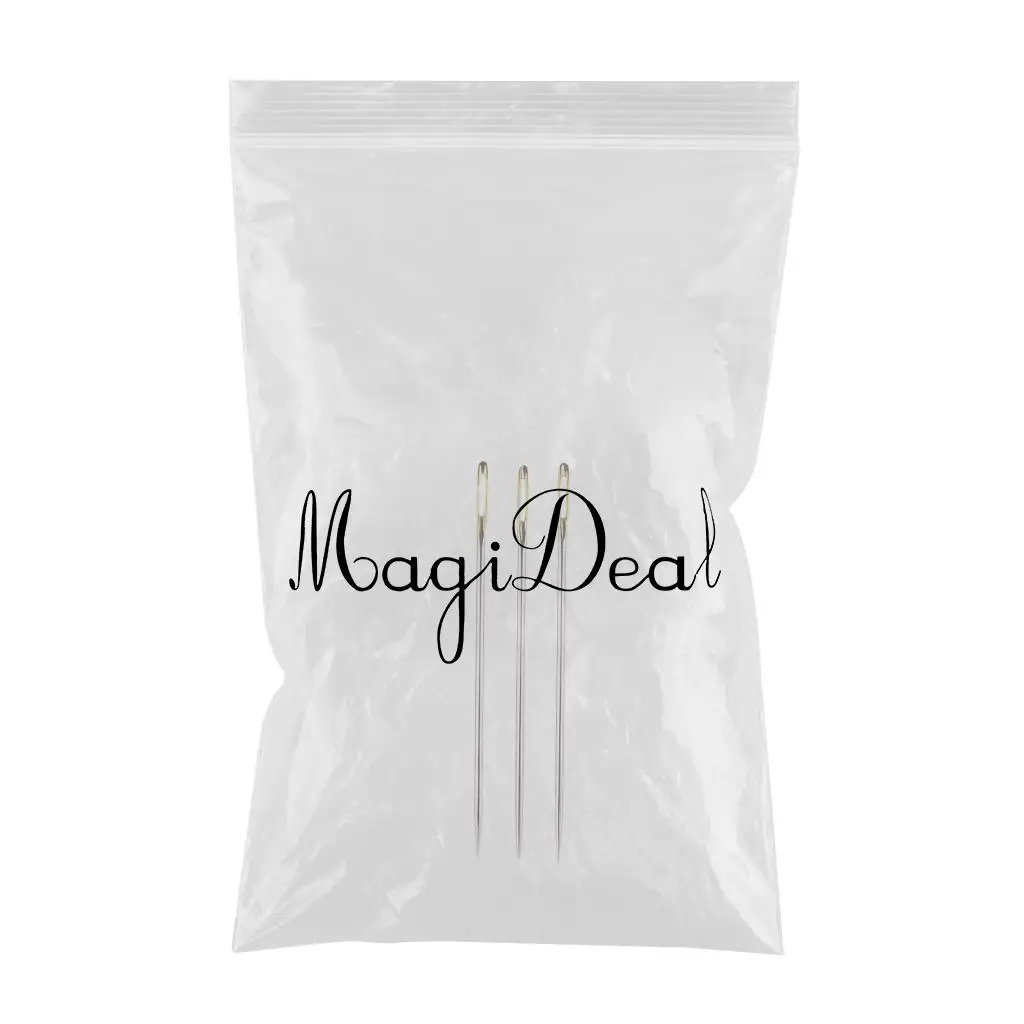 3 Pieces Extra Long Large Eye Stitching Needles, Steel, Embroidery & Darners Tool, Easy Thread Hand Sewing Needle