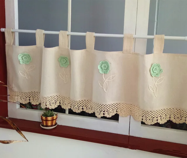 Half Curtain Countryside Simplicity Curtain Green Flower Coffee Short Curtain For Kitchen Cabinet Door In Curtains From Home Garden On