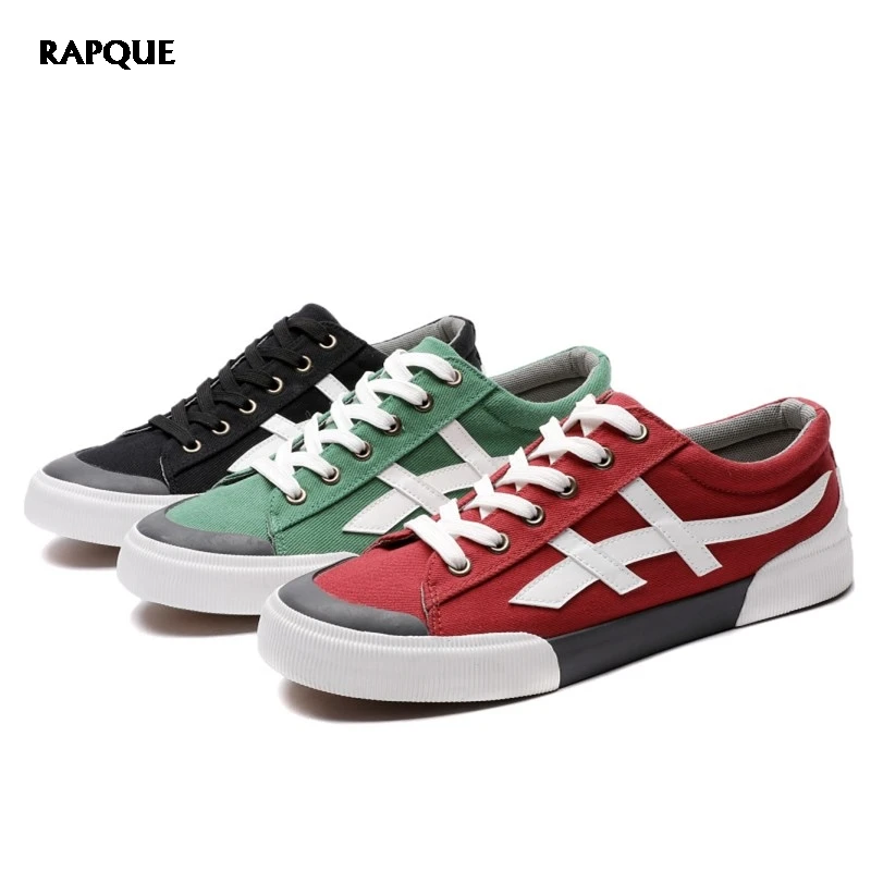 

Vulcanize shoes men casual sneakers man canvas shoes board footwear male walking trainers green red black