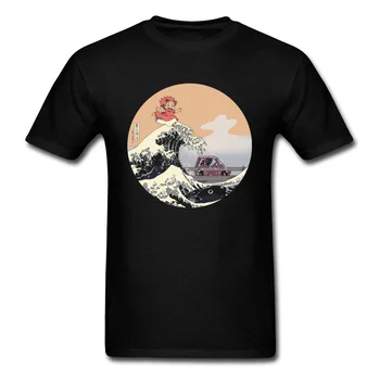 

On The Cliff By The Sea T-shirt Ponyo On The Cliff T Shirt Men Tshirt Anime Tops Cotton Clothing Cartoon Tees Novelty