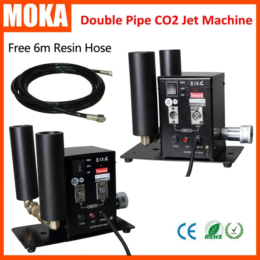 

2piece/lot Two Pipe spray CO2 Jet DMX512 CO2 Machine Shoot 8-10M Up CO2 Machine Jet+6 Meters Hose