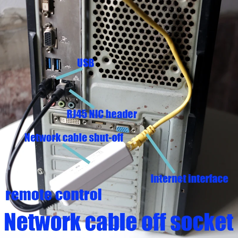 

intelligent cell app RF Remote network shutdown LAN CAT RJ45 switch manual automatic Coupler socket Computer protection adapter