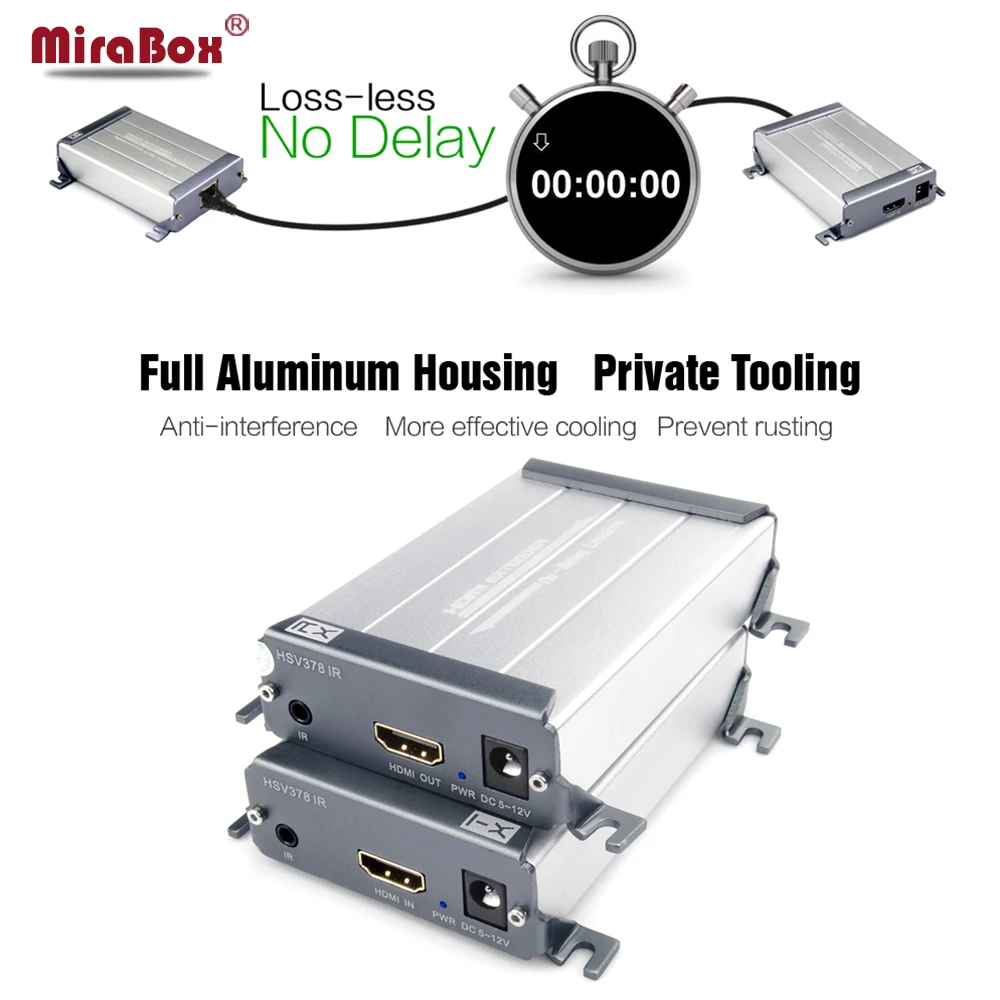 

HSV378-IR HDMI Extender With Video Lossless and No Time Latency Over Cat5/Cat5e/Cat6 With IR Control HDMI Transmitter Receiver