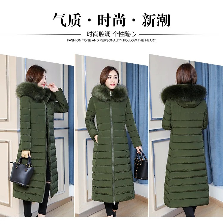 Women popular new women long over-the-knee heavy cotton-padded jacket fashionable with thick coat