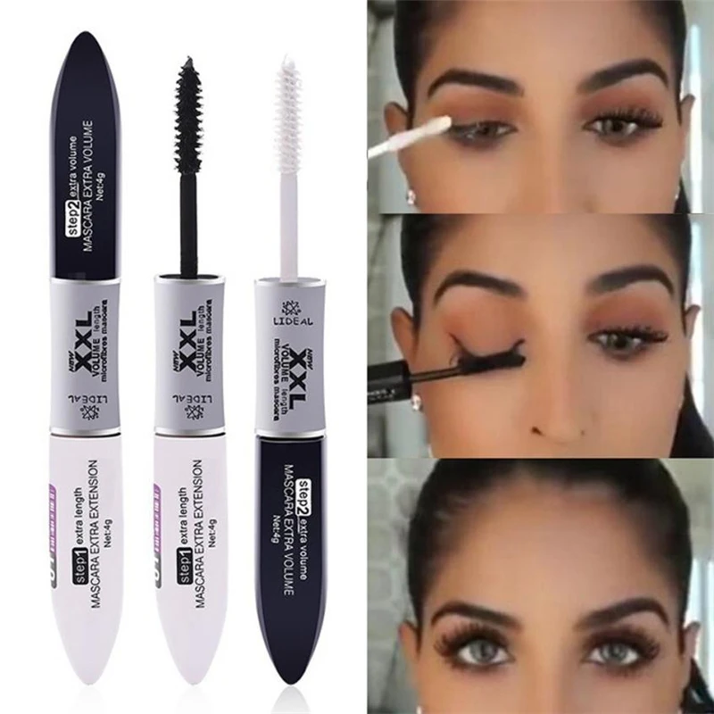 

2 IN 1 4D Silk Fiber Lash Mascara Black Mascara Waterproof Silk Fiber Volume Double Lengthening Curling Eye Mascara