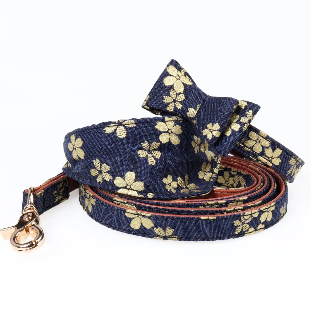 

Small Dogs/Cats Collar Flower Print Bow Chihuahua Collars Soft Leather Outdoor Walking Puppy Cat Leads Leashes Adjustable