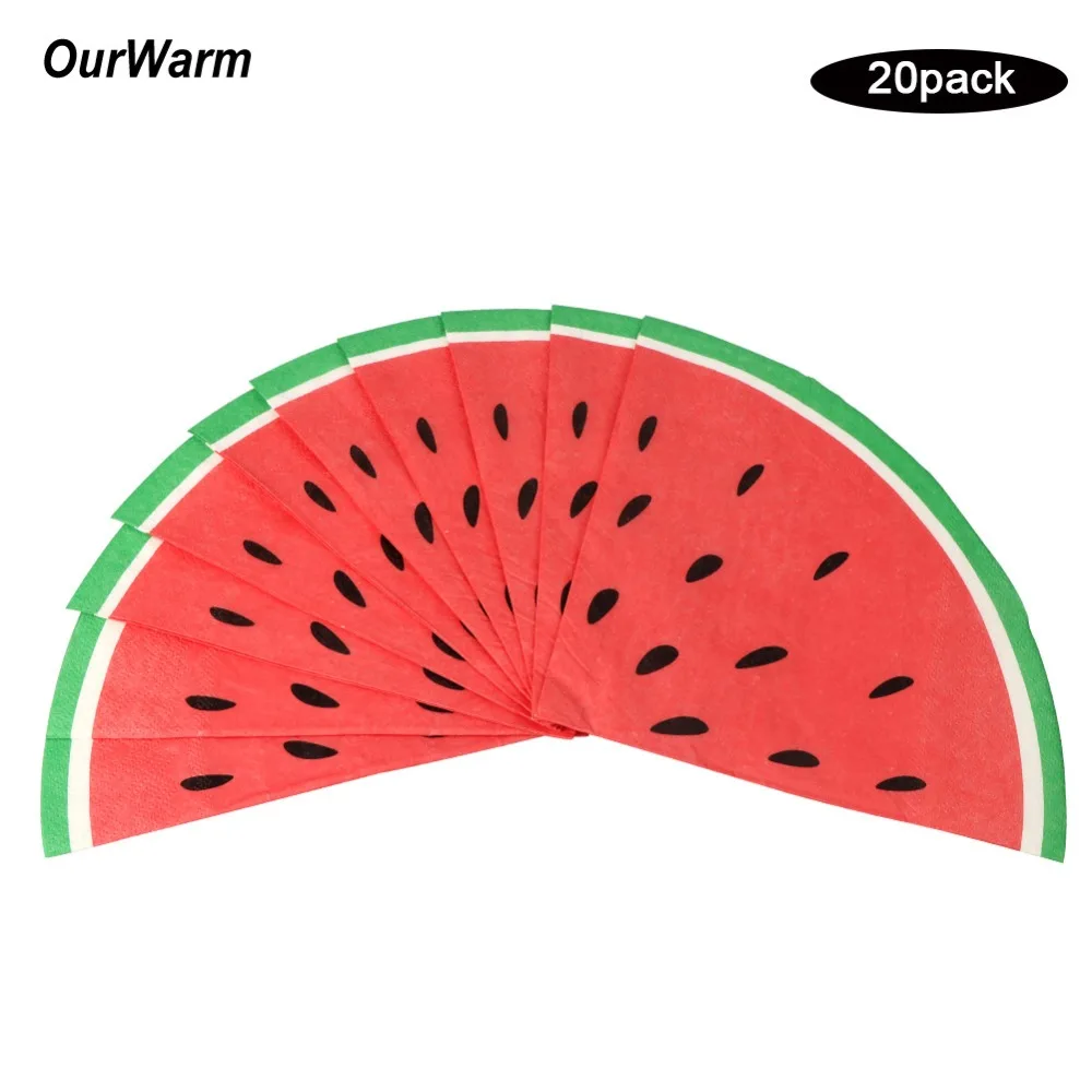 OurWarm 20 шт. детские бумажные салфетки для вечеринки одноразовая посуда Арбузные