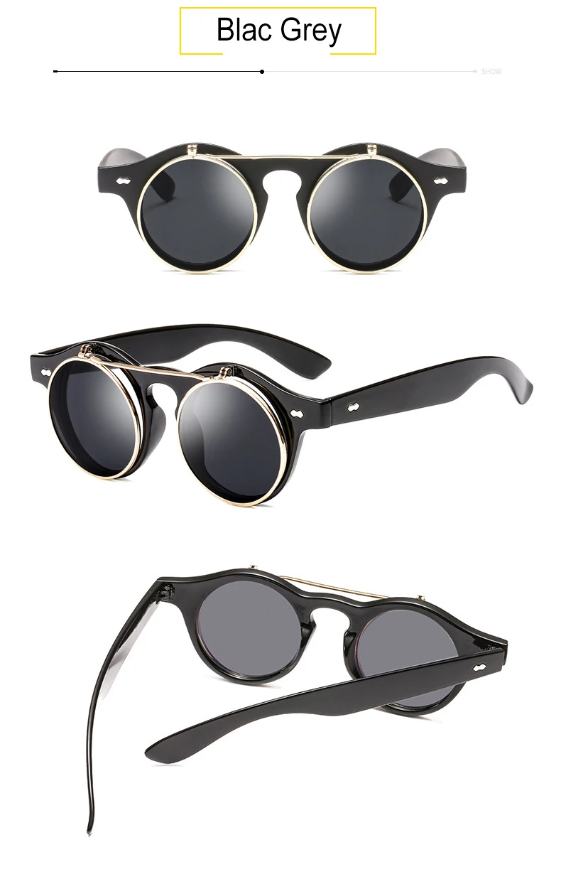 SAYLAYO Новые Модные Винтажные Солнцезащитные очки в стиле стимпанк С Откидывающейся Крышкой классические двухслойные дизайнерские солнцезащитные очки с защитой от уф400 лучей