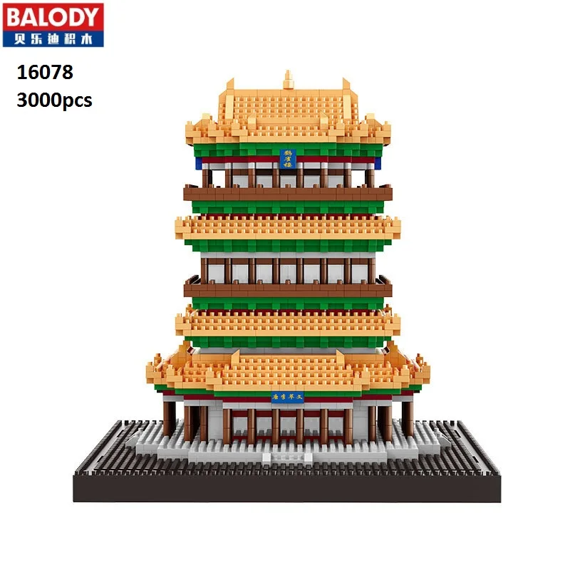 

Balody Mini Blocks Chinese Style Architecture Guanque Tower Building Nano Blocks educational Bricks for Kids Toy Xmas Gift 16078
