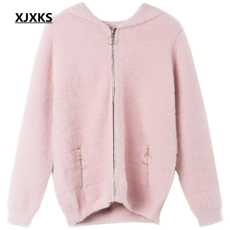 XJXKS Casaco Feminino осенняя куртка для женщин s Pcokets одежда Удобная Roupas Feminina пальто с капюшоном и куртки для женщин