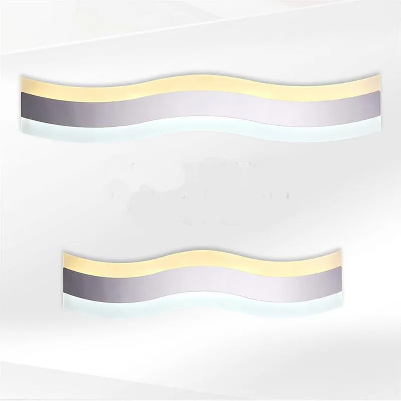 Modern Brief Creative Wave Shape Waterproof Acryl font b Led b font Mirror Light for Bathroom
