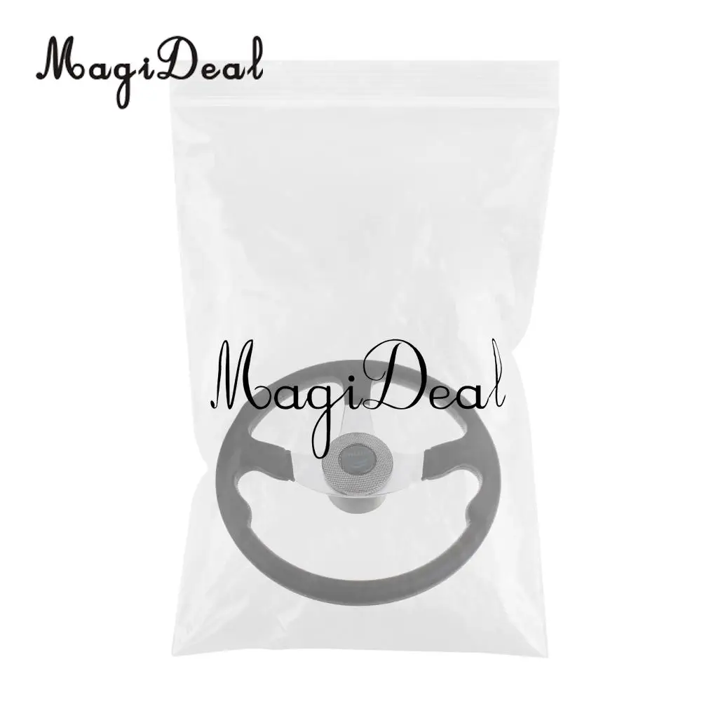 MagiDeal Heavy Duty 34cm Aluminum Alloy Marine Boat Steering Wheel 3 Spoke 3/4' Shaft for Dinghy Vessels Yacht Pontoon Boat Acce