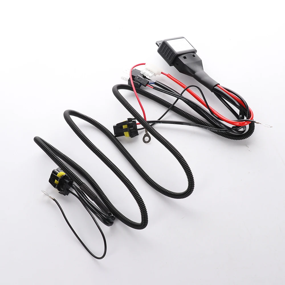 2 Headlight H4 Headlamp Light Bulb Ceramic Socket Plugs Relay Wiring