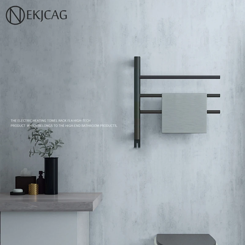 

Rotating Electric Towel Rack Free Punching 304 Stainless Steel Bath Towel Rod Home Nordic Wind Rack Drying Rack