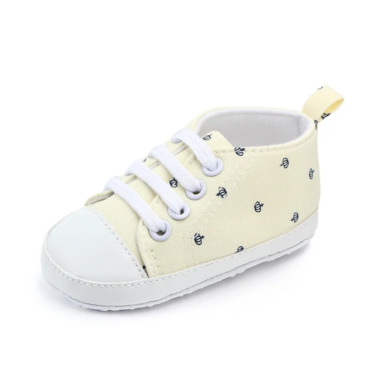 AiKway Baby Shoes First Walkers Boy Girl Canvas Newborn Baby Casual Shoes Soft Bottom Crown Infant Toddler Shoes - Цвет: Yellow crown