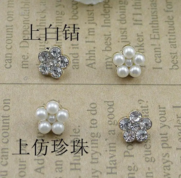 

100 Pieces 10mm Tiny Gold Back Shank Alloy Pearl Button Full Clear Crystal Rhinestone Button DIY Garment Accessories Wholesale