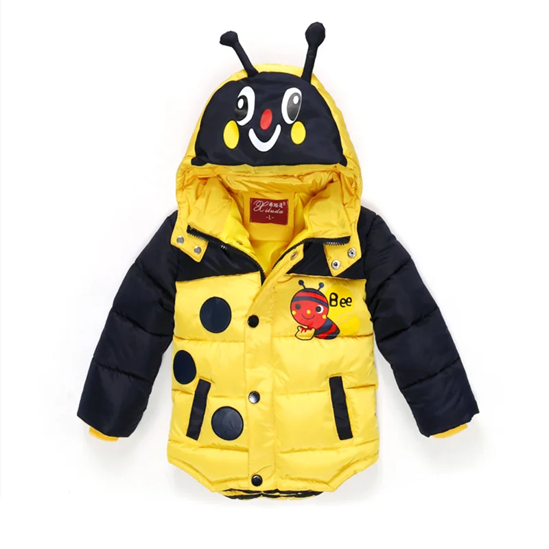 BOTEZAI/Зимний пуховик с капюшоном для мальчиков и девочек с пчелами модное пальто детская одежда, куртка детская хлопковая теплая верхняя одежда, пальто