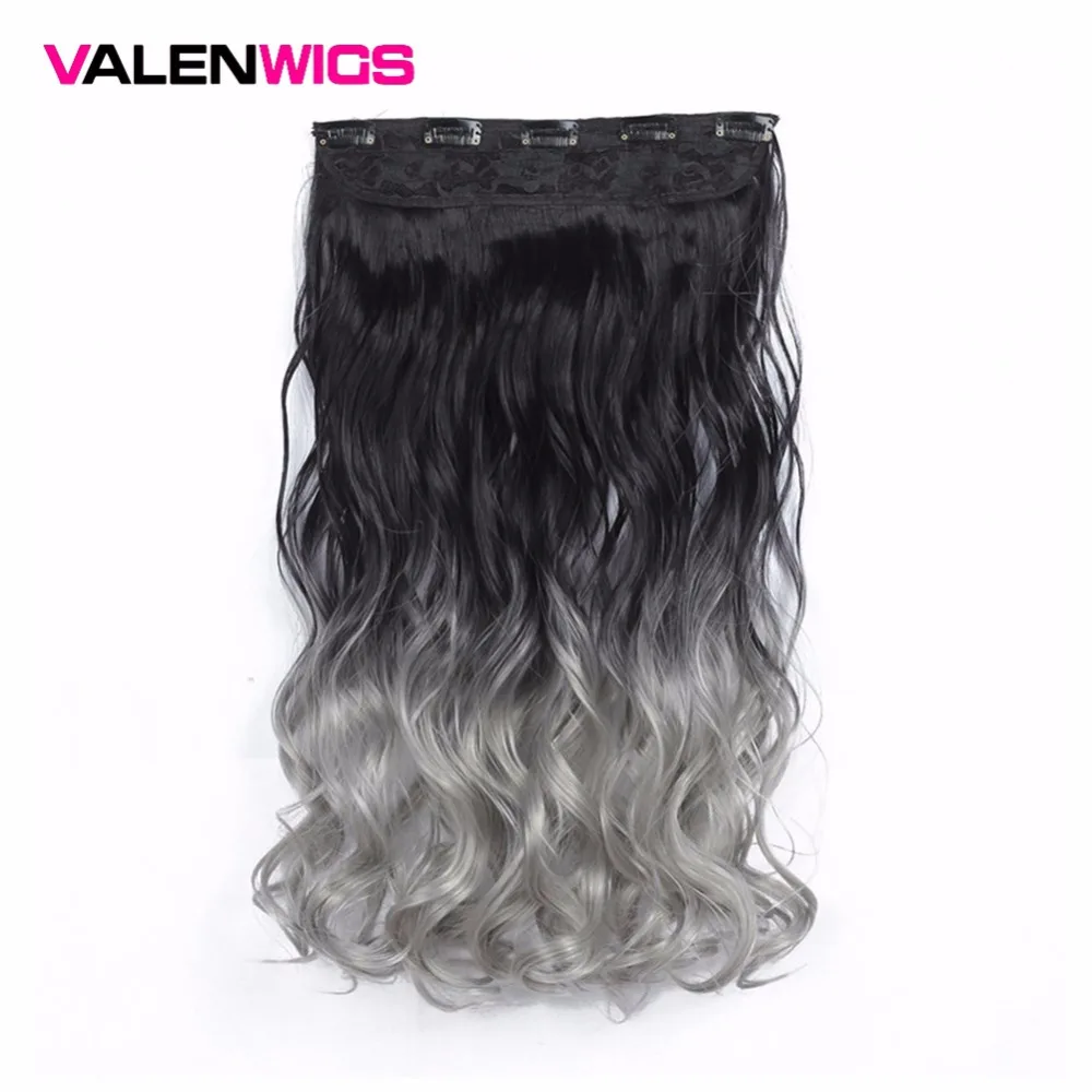 Valenwigs 2" длинные волнистые волосы на клипсах в одном куске синтетические волосы для наращивания на 5 клипсах цельные черные коричневые цвета для черно-белых женщин