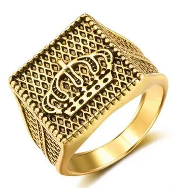 Новое поступление, модное крутое кольцо рыцаря из золотистого сплава с короной, кольцо рыцаря для мужчин и женщин, панк, готика, байкер, свадебное ювелирное изделие, подарок - Цвет основного камня: gold