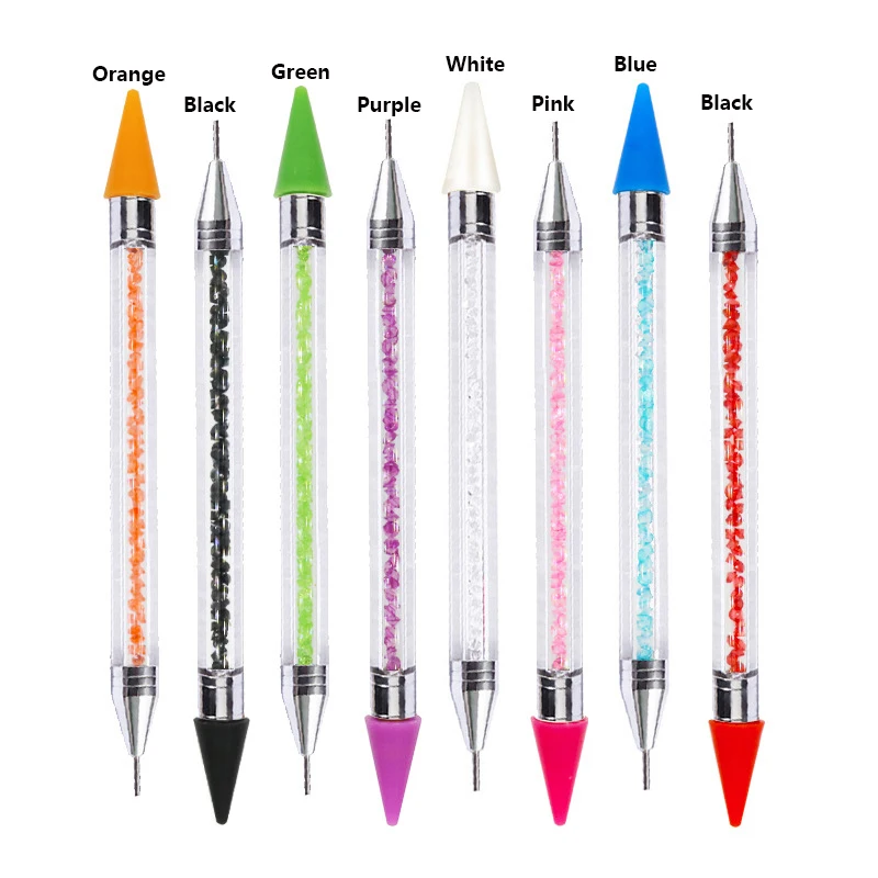 1 шт., Высококачественная ручка для ногтей с двойным концом, стразы, шпильки, Пикер, восковой карандаш, хрустальные бусины, ручка, инструмент для дизайна ногтей