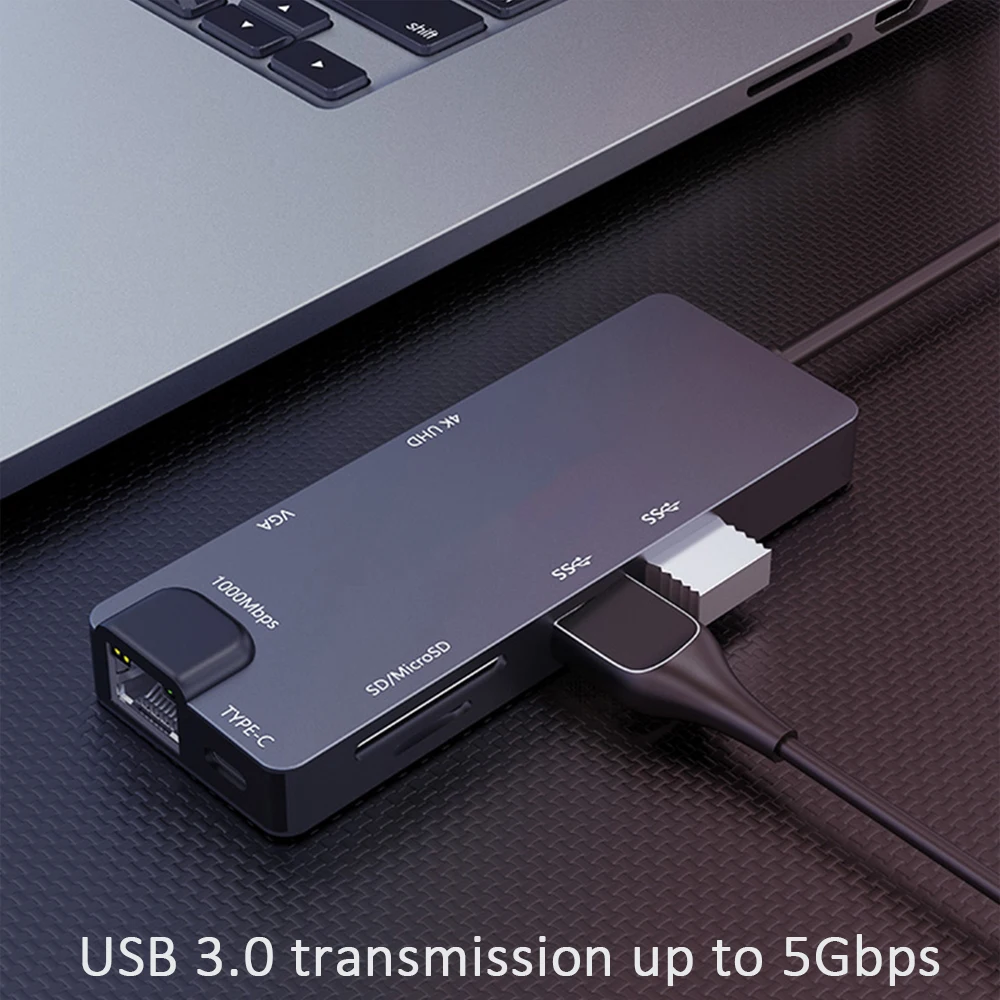 USB-C type C концентратор USB 3,0 HDMI 4K RJ45 Gigabit Ethernet VGA SD TF кард-ридер для Macbook Pro huawei P20 pro адаптер USB-C концентратор