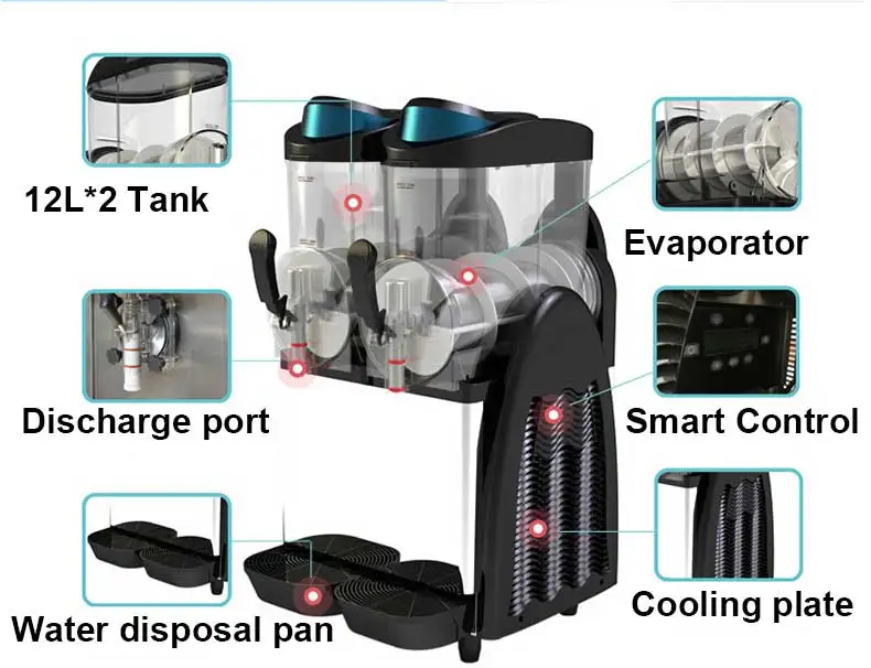 XEOLEO двойной бак слякоть машина 12L * 2 холодной питьевой Диспенсер коммерческий снег расплава машина 220 В полностью автоматический слякоть