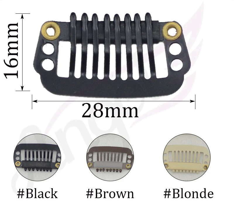 100 шт 8-зубы 28 мм заколки для волос удлинители кнопки металлические зажимы для парика парик расчески для волос Плетение заколки для волос клип в Пряди человеческих волос для наращивания производства