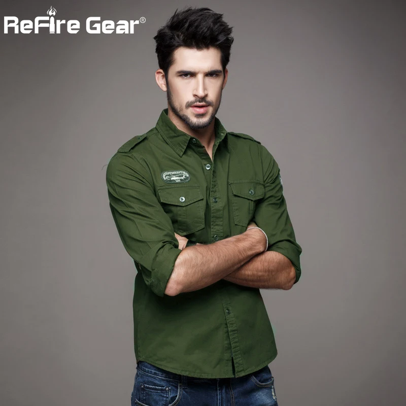 Рубашка мужская Армейская с длинным рукавом|military shirt men|military shirtbrand men |