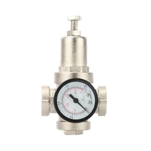 Латунный DN15 1/" клапан регулятора давления воды с манометром, клапан поддержания давления воды, редукционный клапан