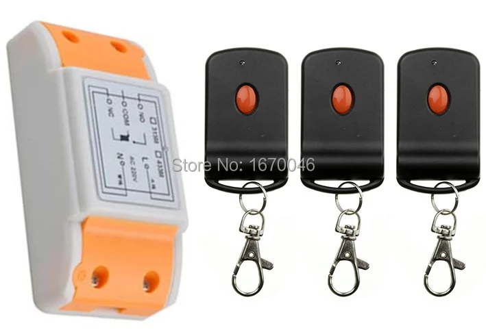 

AC220V 1CH 10A RF Wireless Remote Control Switch System teleswitch 3 transmitter & 1 receiver relay Receiver Smart Home Switch