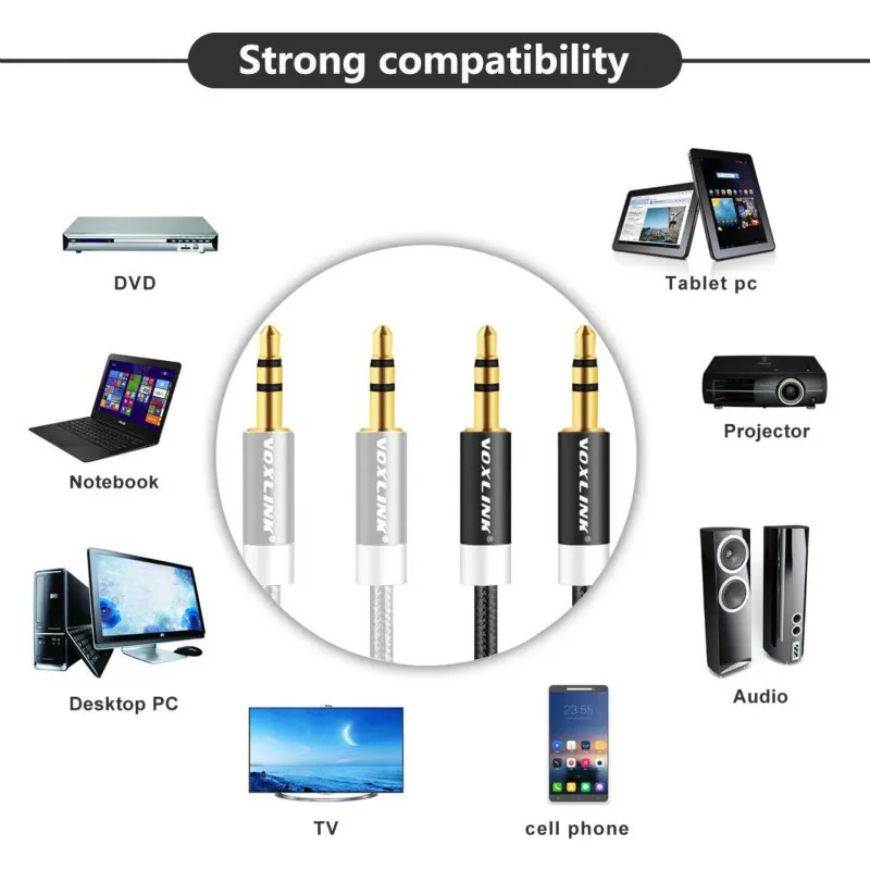 VOXLINK 5 упаковок 3ft/1m 3 5mm Jack аудио кабель для iPhone 6 6s AUX вспомогательный шнур штекер