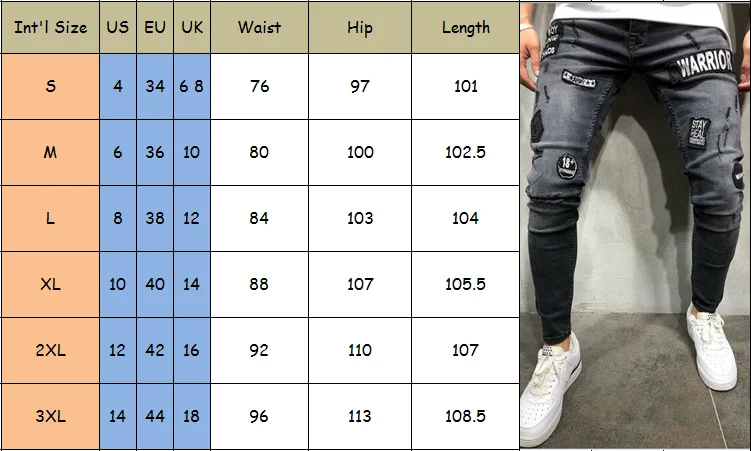 Мужские модные обтягивающие Стрейчевые джинсы с потертостями, рваные джинсы воина, свободные джинсовые длинные штаны, стильная уличная одежда, брюки в стиле хип-хоп