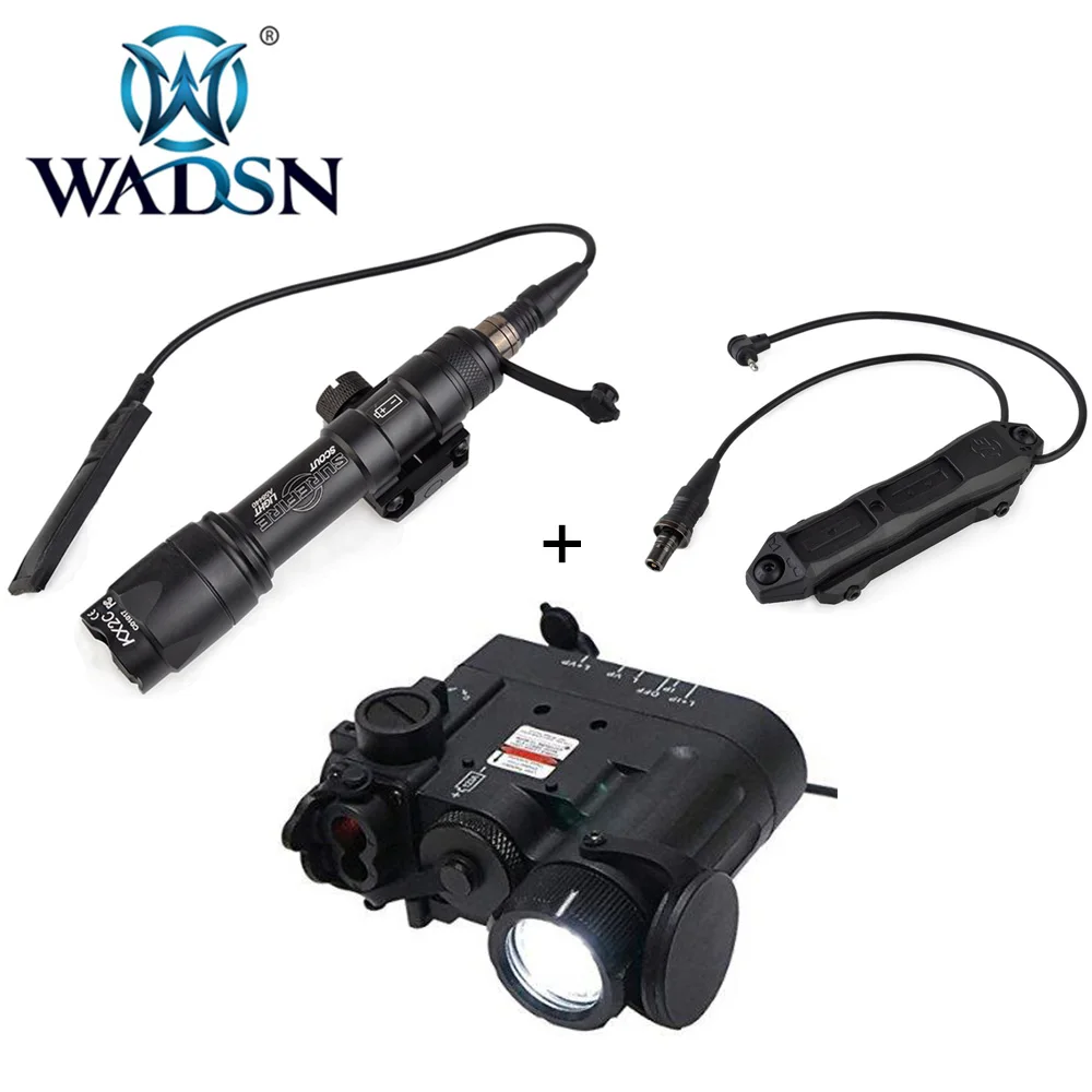 WADSN Surefir M600C Tactical Flashlight Softair DBAL-D2 RED Laser IR lazer Double Control Switch Airsoft Hunting Weapon Lights - Color: Black